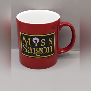 Vintage Miss Saigon Red Mug 1988 CML Broadway Musical Helicopter Made In England